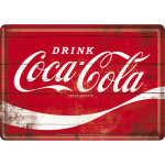 Nostalgic art coca - cola - logo red wave, carte postale mtalliqu