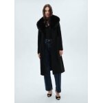 Manteau laine col fausse fourrure amovible