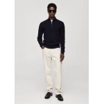 Ribbed sweater with perkins - zip collar