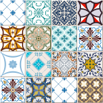 16 stickers carrelages azulejos artistiques mosaques ornements