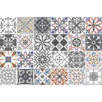 24 stickers carreaux de ciment azulejos flore