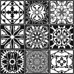 9 stickers carrelages azulejos baroque nuance blanc et noir