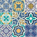 9 stickers carrelages azulejos vintage arabesques