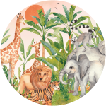 Fresque papier peint pr - encoll animaux dans la jungle