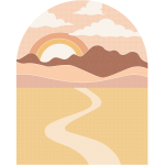 Fresque papier peint prencoll - soleil levant californien avec dsert et nuages sous arche - gant