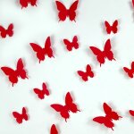 Kit de 36 stickers papillons 3d rouges