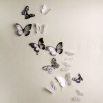 Pack de 18 papillons 3d adhésifs translucides noir et blanc Pack de 18 papillons 3d adhésifs translucides noir et blanc