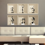Pack de 6 stickers 3d danse et la musique