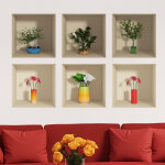 Pack de 6 stickers 3d les fleurs et les plantes
