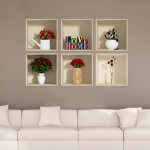 Pack de 6 stickers 3d love home et bouquets des fleurs Pack de 6 stickers 3d love home et bouquets des fleurs