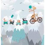 Papier peint pr - encoll girafe et ses amis h 250 x l 240 cm