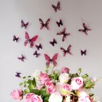 Papillons 3d roses - 18 stickers papillons 3d authentiques Papillons 3d roses - 18 stickers papillons 3d authentiques