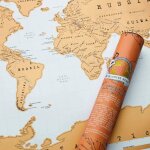 Poster carte du monde grattable  scratch  - tube vintage inclus