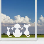 Sickers lectrostatiques fille, chat et chien