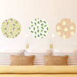 Sticker 3 ronds dcoratifs floraux avec les feuilles