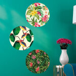 Sticker 3 ronds décoratifs floraux avec les oiseaux Sticker 3 ronds décoratifs floraux avec les oiseaux
