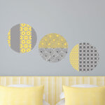 Sticker 3 ronds décoratifs jaune et gris Sticker 3 ronds décoratifs jaune et gris