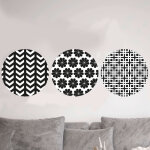 Sticker 3 ronds décoratifs noir et blanc avec fleures Sticker 3 ronds décoratifs noir et blanc avec fleures