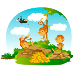 Sticker 3 singes et des bananes