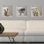 Stickers 3d chats design et bouquet de lilas