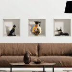 Stickers 3d statuettes animaux et vase gyptien