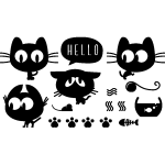 Sticker 4 petits chats rigolos