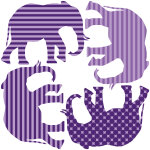 Sticker 4 striped elephants - purple