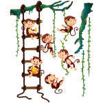 Sticker 6 singes joyeux