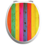 Sticker abattant toilette bois multi couleurs Sticker abattant toilette bois multi couleurs