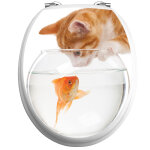 Sticker abattant toilette chat et poisson d?or Sticker abattant toilette chat et poisson d?or