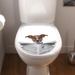 Sticker abattant toilette chien avec un journal