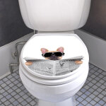 Sticker abattant wc chien avec un journal et lunettes de soleil