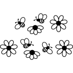 Sticker abeilles et fleurs Sticker abeilles et fleurs