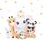 Stickers animaux bébés de la jungle Stickers animaux bébés de la jungle