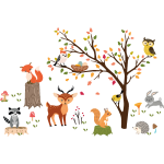 Stickers animaux en fort d'automne