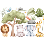 Stickers animaux de la jungle aquarelle
