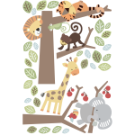 Stickers animaux de la jungle et l'arbre des bois