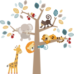 Stickers animaux de la jungle dans les bois