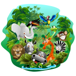 Sticker animaux de la jungle en fte