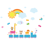 Stickers animaux de la jungle dans le train du bonheur