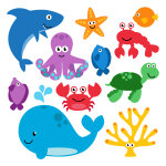 Stickers animaux marins