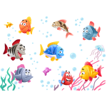 Stickers animaux poissons et bulles