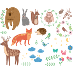 Sticker animaux scandinaves de la fort