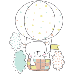 Stickers animaux scandinaves ourson dans sa montgolfière Stickers animaux scandinaves ourson dans sa montgolfière