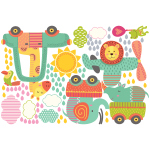 Stickers animaux en voyage dans la jungle
