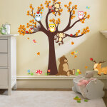 Sticker l?arbre avec les hiboux et animaux de la fort