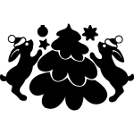Sticker arbre de nol et des lapins