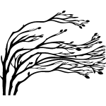 Sticker arbres souffls par le vent