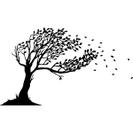 Sticker arbre souffl par le vent design