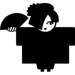 Sticker ardoise caricature d'une japonaise